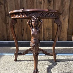 Graceful Antique-Style Caryatid Console Table – Sculptural Heirloom Accent
