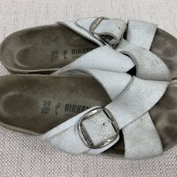 Birkenstock Women’s Criss Cross Leather Slides Size 8