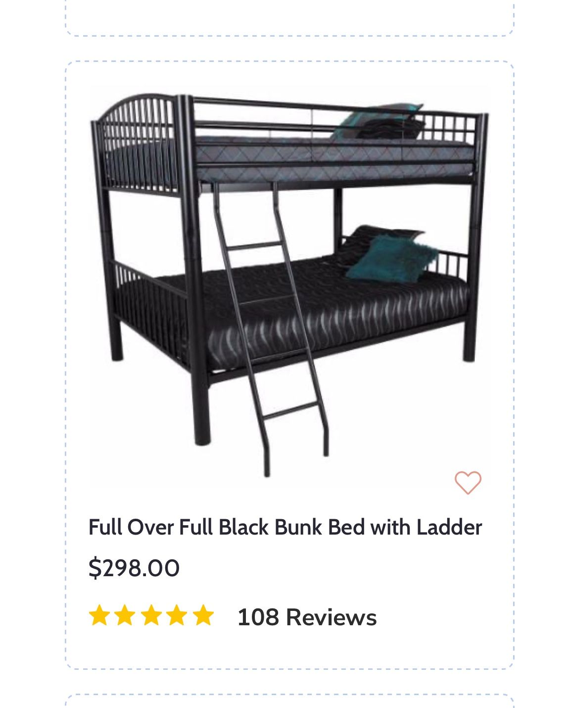 Full Back Bunk Bed New