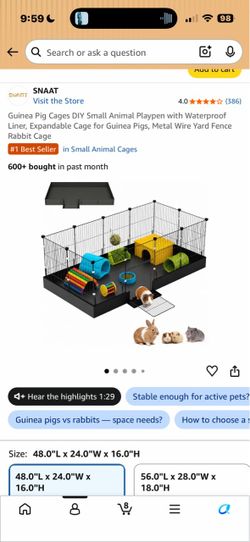 SNAAT Guinea Pig DIY Wire Playpen Cage