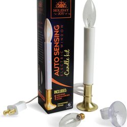 Holiday Joy Window Candles Kit - Pack of 1-9-inch-Tall Electric Candle with Built-in Auto Sensor