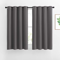 Bedroom Blackout Curtains Panels - Window Treatment Set of 2 Panels-Grey(52x54")