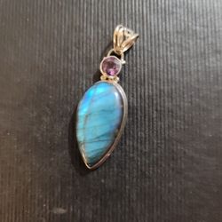 Labradorite And Amethyst Pendant
