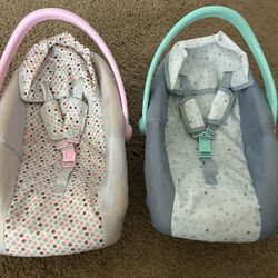 Doll Baby Car Seats 2 Babies Twins Boy & Girl Pretend Play