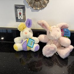Easter Decor Pair of Plush Bunny Cute Rabbit Stuffed 9” & 11” Dolls