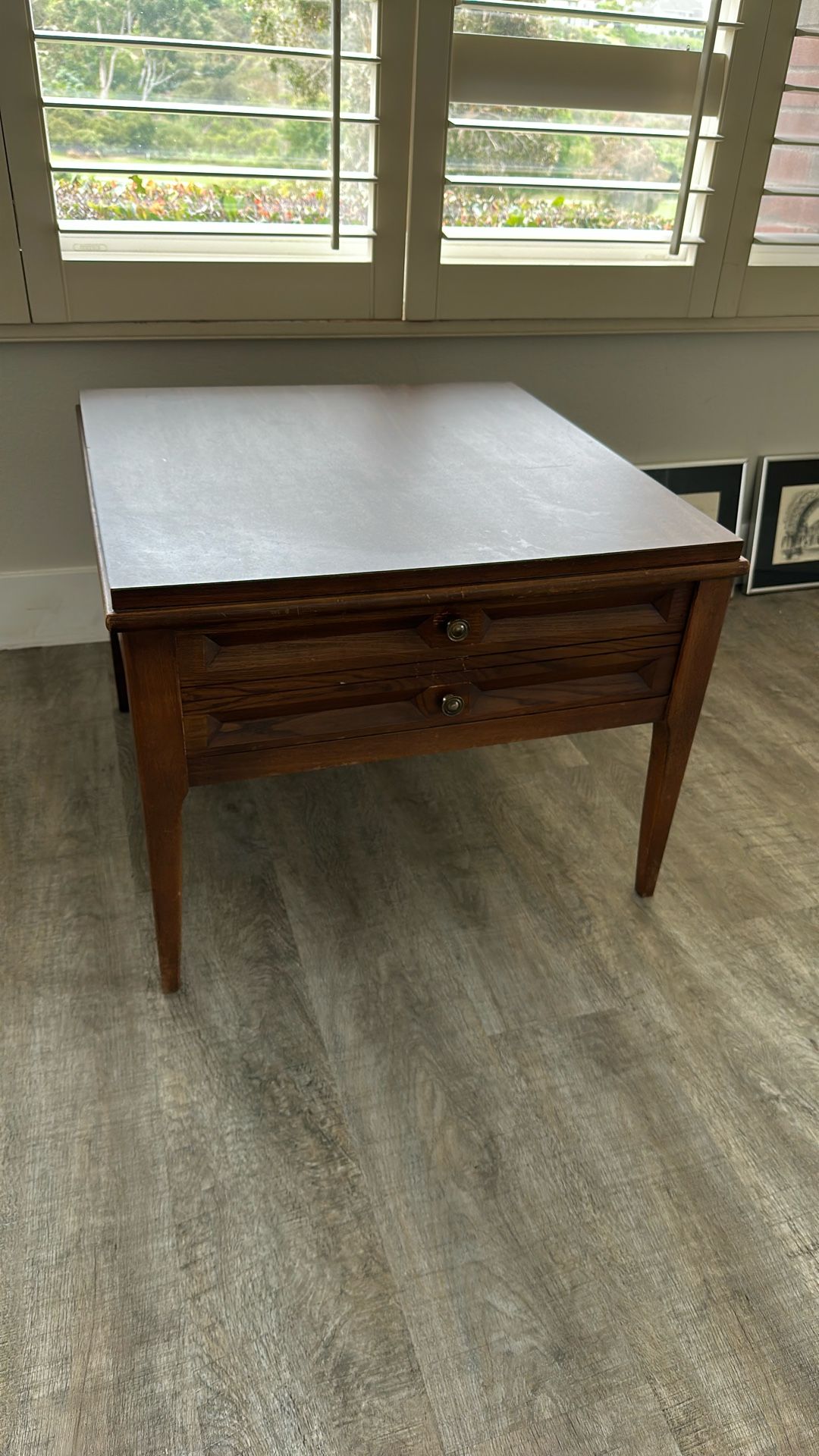 Vintage Wood Table - Square End Or Coffee Table
