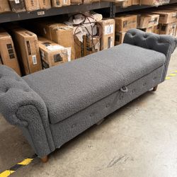 63" Storage Ottoman Bench, Button Tufted End of Bed Ottoman Bench