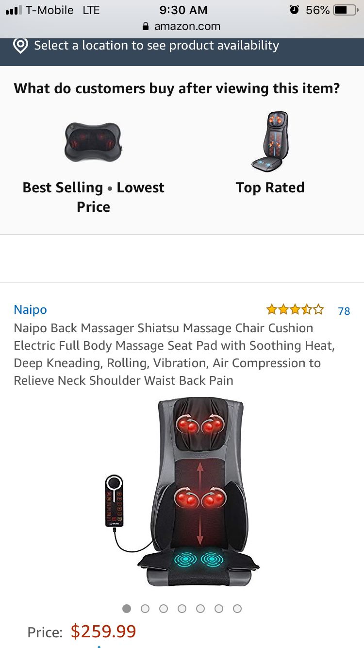 Naipo Shiatsu Massage Cushion with Heat and Vibration, Massage
