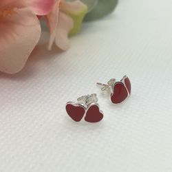 Red Heart Stud Earrings.