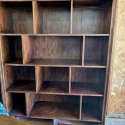 Large Wall-Size Bookshelf – Medium Brown Wood