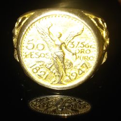 1821 To 1947. 50 Peso 37.05. 18 K Gold Clearly Marked 