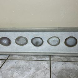 Framed Agate Wall Art Panel – Natural Stone Decor – 30.5” x 8.5”