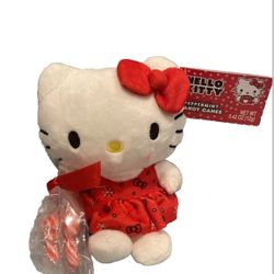 Hello Kitty Christmas Plush NWT Candy Cane Red Dress