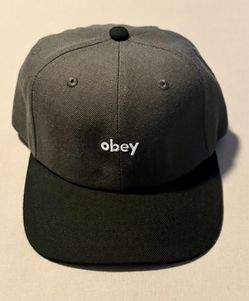 OBEY Clothing Charcoal Grey Logo Snapback Hat Cap Brand New DS