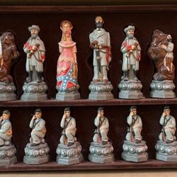 SAC American Civil War Chess Set - Hand Made -Painted  (Studio Anne Carlton) - Very Rare