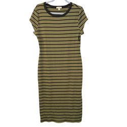 Derek Heart Green And Black Striped Maxi Dress Size XL NWT 