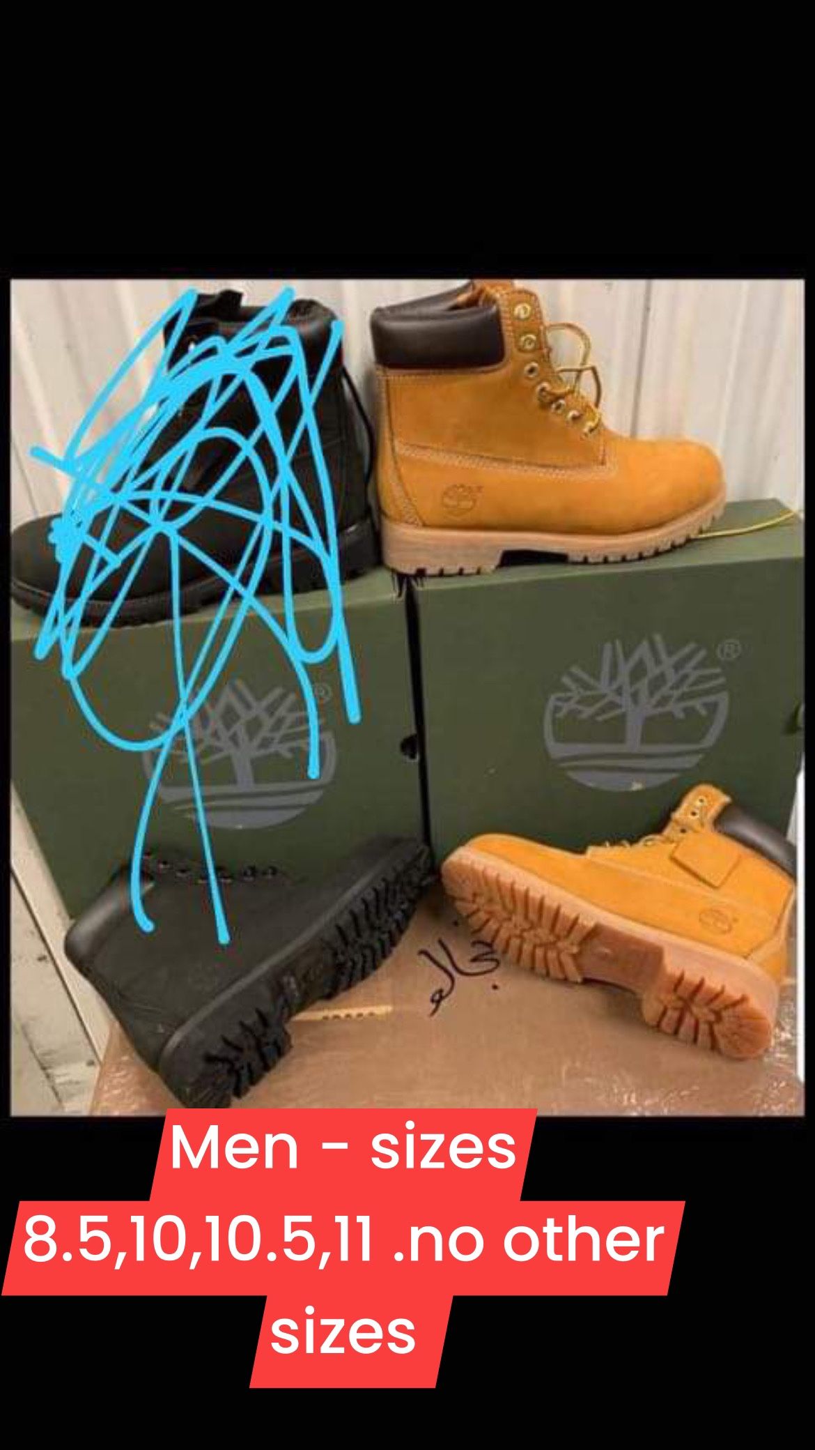 Men Wheat Timberland Boots Size 8.5,10,11 Only . No Other Sizes