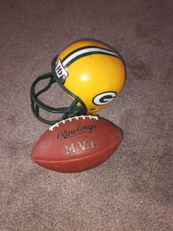 Green Bay Packers helmet and football