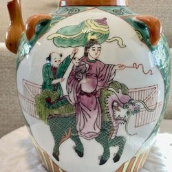 Vintage Chinese Famille Rose Handpainted Porcelain Ginger Jar.