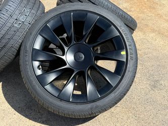 FREE DELIVERY (4) NEW 2025 OEM 20” TESLA MODEL Y INDUCTION WHEELS RIMS OEM GOODYEAR TIRES CAPS