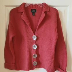 Pure Pink HandKnit Cardigan Sweater-Size: M/L