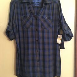 Plaid Shirtdress or Blouse by Seven7 - Brand New MSRP $54. - Size: M