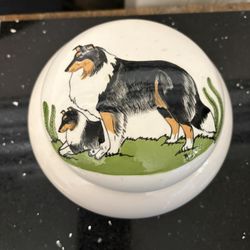 Vintage Ceramic Collectible Bowl with Hand- Painted Collie Dog 3”x5.5”