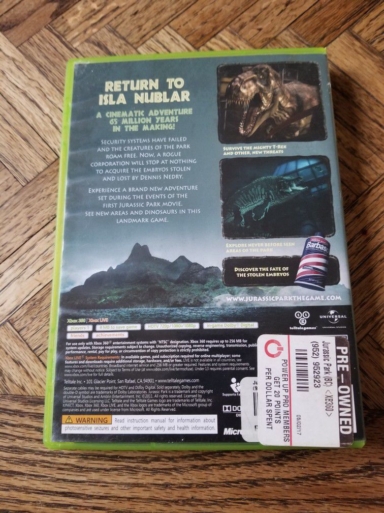 Microsoft Xbox 360 Jurassic Park The Game Brand New Factory Sealed  812303010187