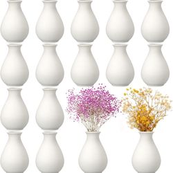 y 15 Pack White Ceramic Bud Vases Bulk 3.9 Inch Boho