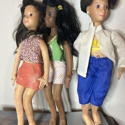 Vintage 1986 Mattel Hot Looks Lot Of Three 19" Poseable Doll 