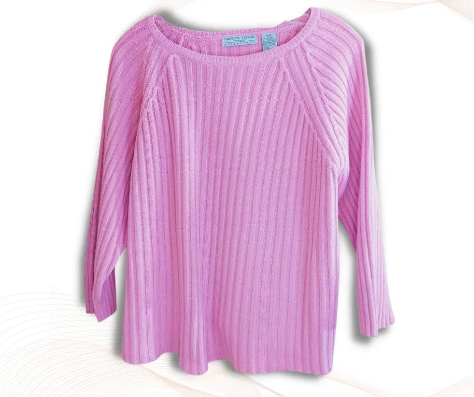 Carolyn Taylor Essentials | Women's Mid-Sleeve Pink Sweater | Size ...