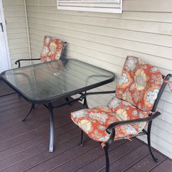 Out Black Aluminum Table 2 Chairs 