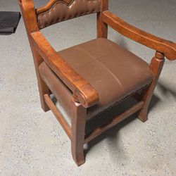Solid Wood And Leather Chair 