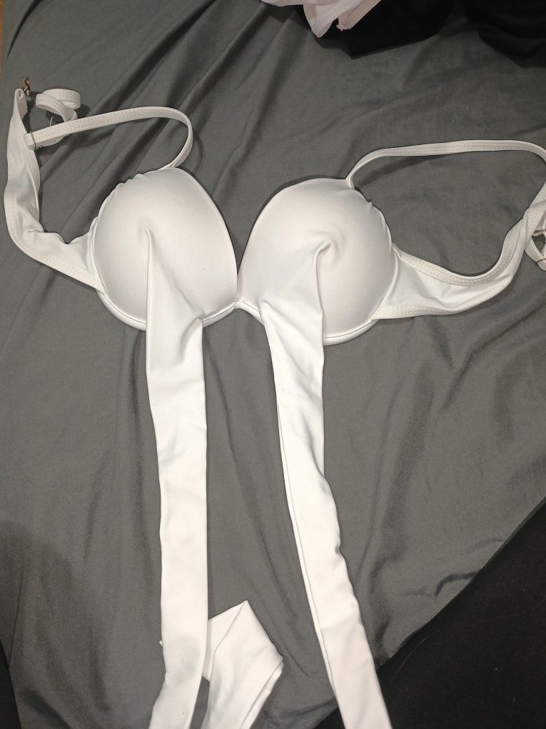 White Tie Around Bikini Top