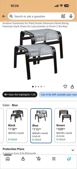 Outdoor Ottomans for Patio Footrest Metal Chairs Patio Footstools Furniture Outside Stools Small Sea