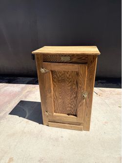 Antique White Clad Oak Ice Box Cabinet