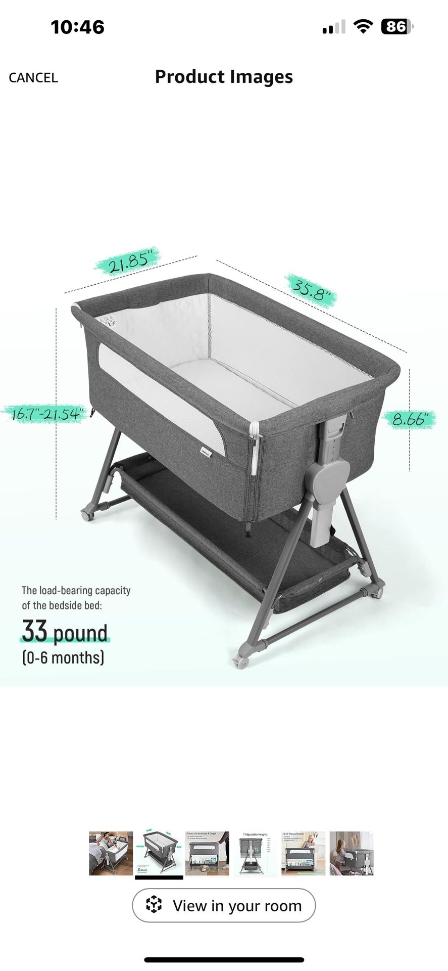 Cowiewie Bassinet Bedside Sleeper,