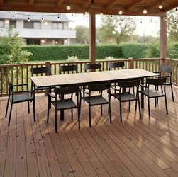 BRAND NEW 11-Piece Extendable Outdoor Dining Set - Patio Table and Chairs - Black Aluminum
