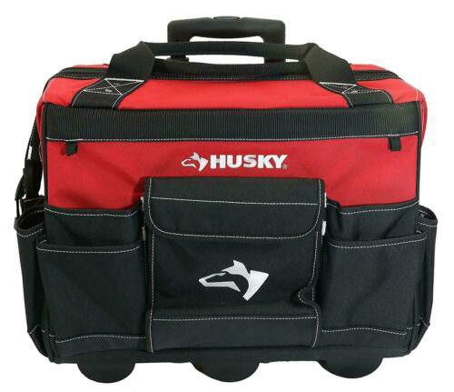 Husky 18 in. Zipper Top Rolling Weather Resistant Tool bag Tote