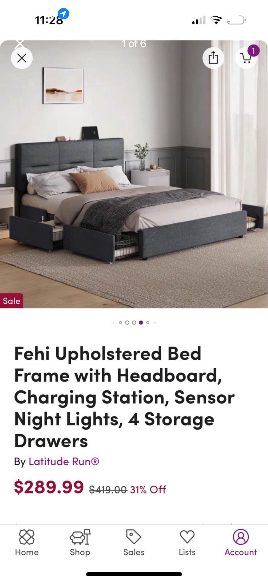 Queen Fehi Upholstered Bed Frame with Headboard, 4 Storage Drawers，Charging Station, Sensor Night Lights