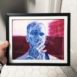LIL PEEP PINK/BLUE 8.5X11" FRAMED PRINT