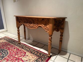 Artisan Hand-Carved Wooden Accent Table