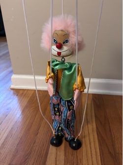 Clown Wood Marionette Puppet with Strings