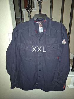 BULWARK FRC IQ SERIES LIGHT WEIGHT CONFORT NAVY BLUE BUTTON UP SHIRTS