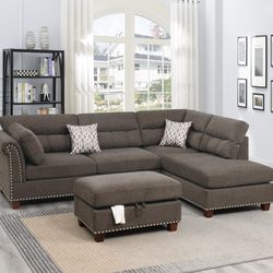 SAND SECTIONAL SOFA WITH OTTOMAN 