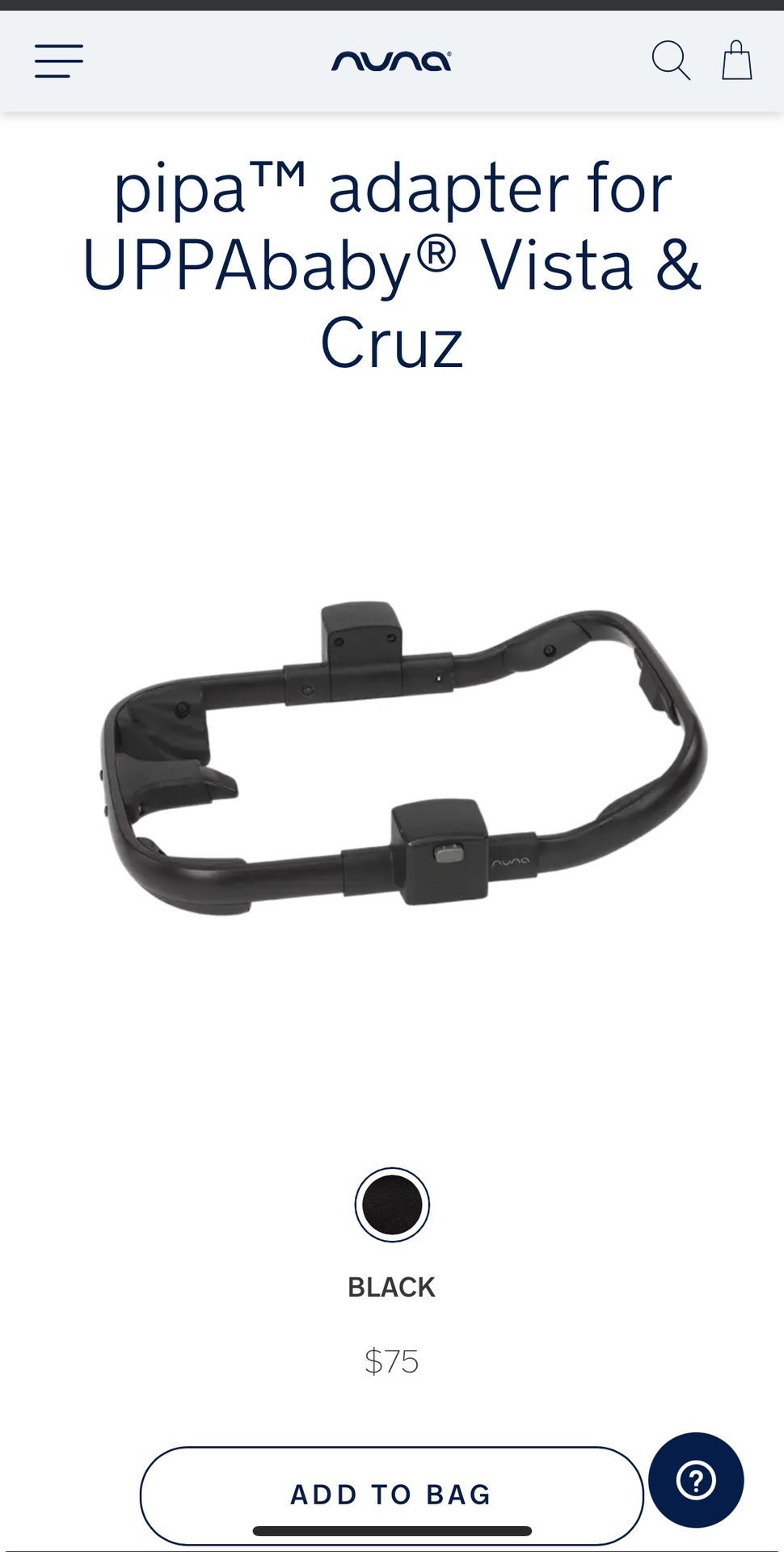 Nuna pipa adapter for UPPAbaby Vista & Cruz
