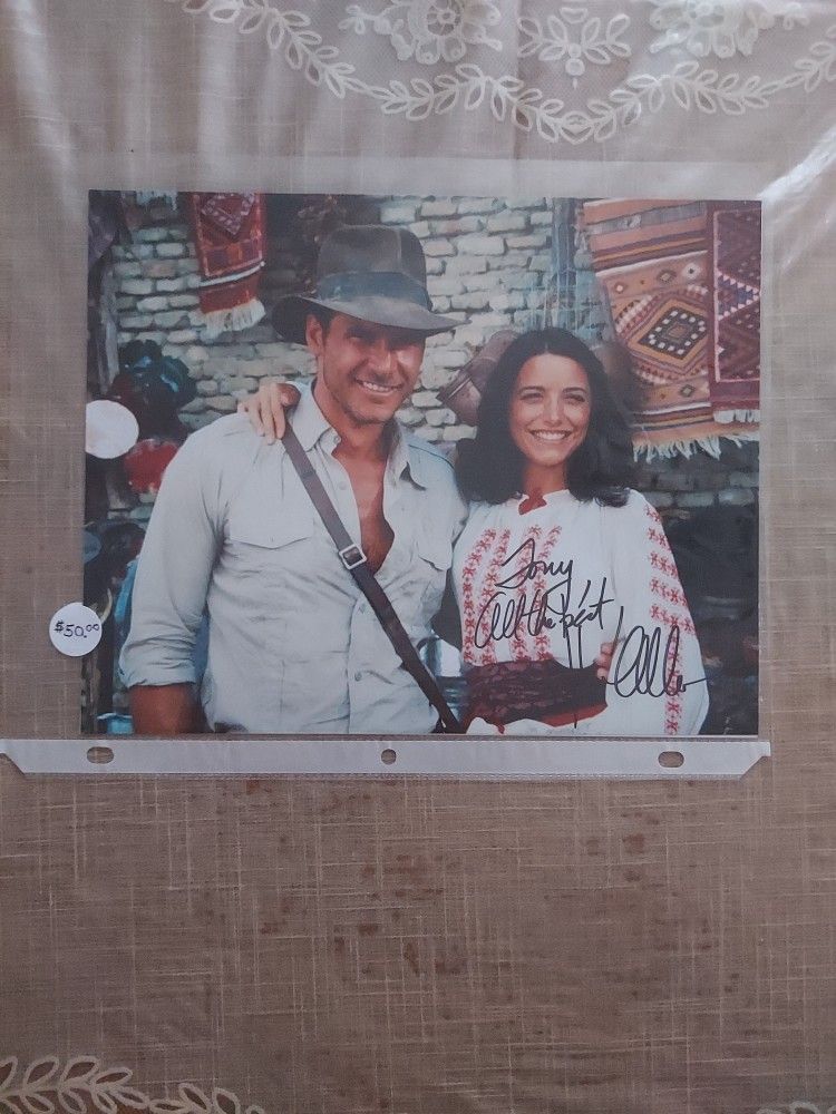 Indiana Jones Signed Photos Karen Allen and Michael Burns