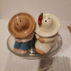 Vintage Salt & Pepper Shakers Siesta Sombrero Chile Ceramic Set Of 2 C
