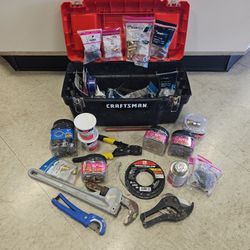 Craftsman Tool Box with Miscellaneous Plumbing Tools/Supplies I-8141