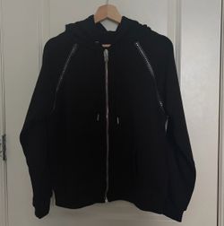 Saint Laurent Paris Studded Stripe Black Zip Up Sweatshirt Jacket